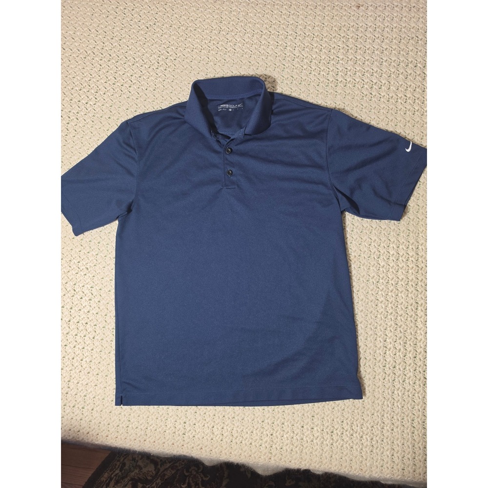Nike Golf Polo Shirt Mens Medium Navy Blue Excellent Dri-FIT Short Sleeve Swoosh